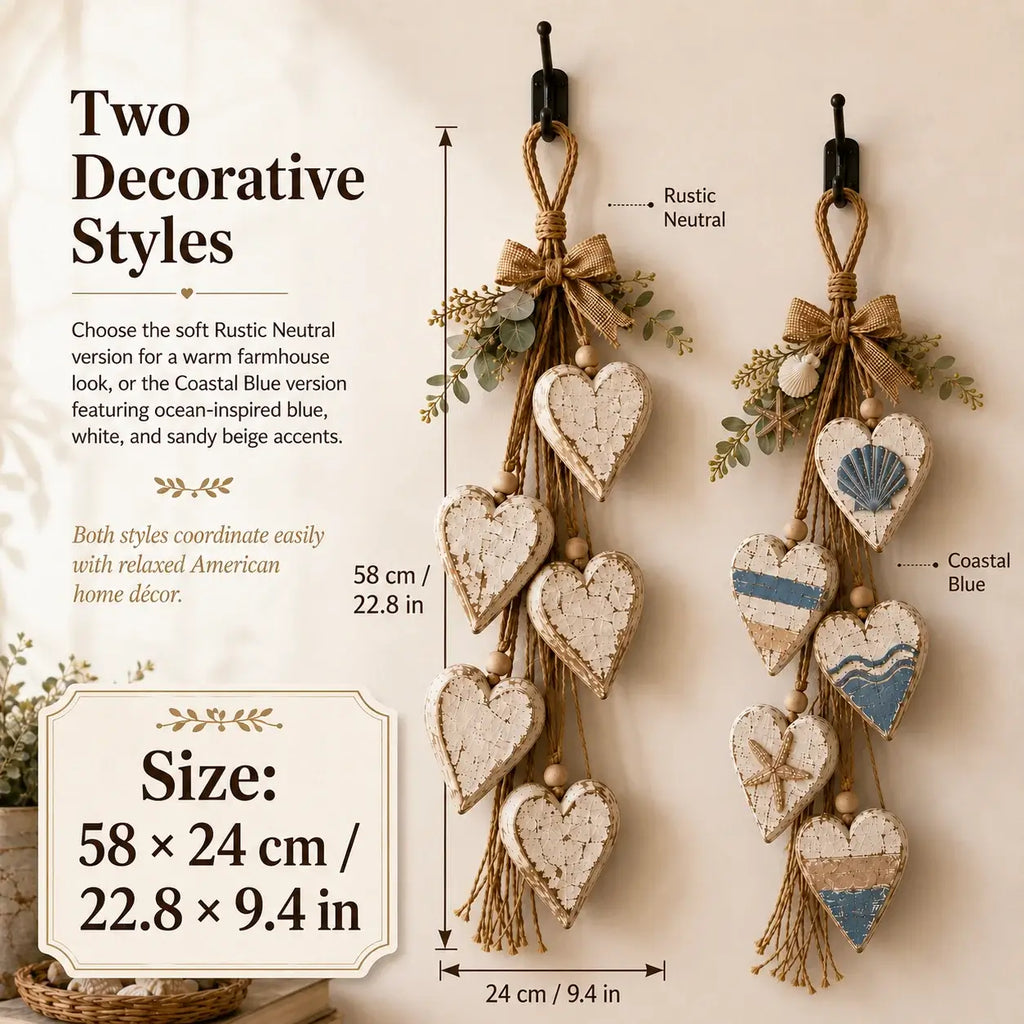🤎 Handcrafted Hanging Heart Wall Decor – A Heartwarming Gift for Every Home