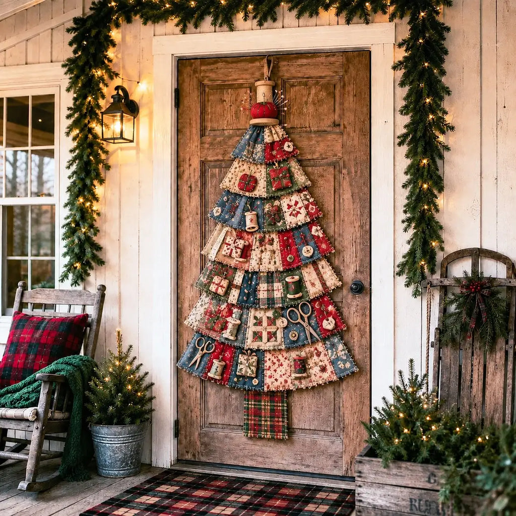 🎄Beginner-Friendly DIY Oversized Patchwork Christmas Tree Door Hanging Kit