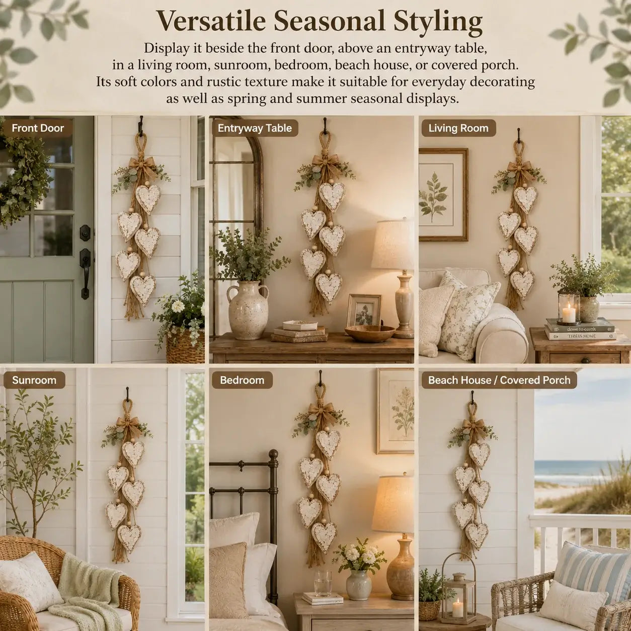 🤎 Handcrafted Hanging Heart Wall Decor – A Heartwarming Gift for Every Home