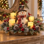 🕯️Christmas Lighted Centerpiece with Flameless Candle Glow