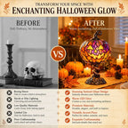 🎃 Halloween Pumpkin Glow Lamp – Vintage Stained-Glass-Style Table Light