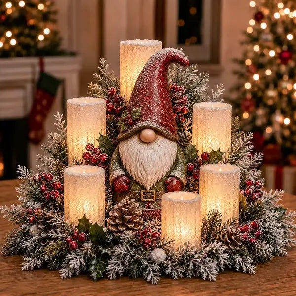 🕯️Christmas Lighted Centerpiece with Flameless Candle Glow