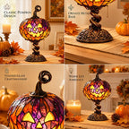🎃 Halloween Pumpkin Glow Lamp – Vintage Stained-Glass-Style Table Light