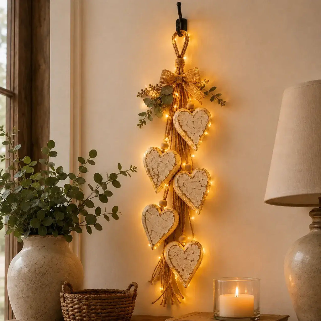 🤎 Handcrafted Hanging Heart Wall Decor – A Heartwarming Gift for Every Home