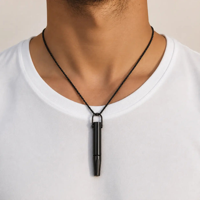 AeroVeya necklace worn over a shirt