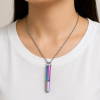 Woman wearing AeroVeya breathing necklace for mindful breathing