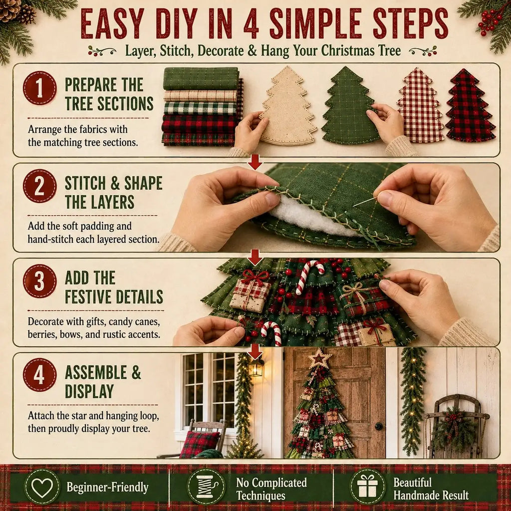🎄Beginner-Friendly DIY Oversized Patchwork Christmas Tree Door Hanging Kit