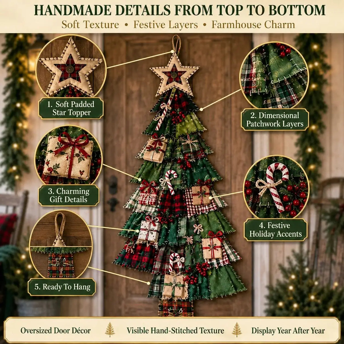 🎄Beginner-Friendly DIY Oversized Patchwork Christmas Tree Door Hanging Kit