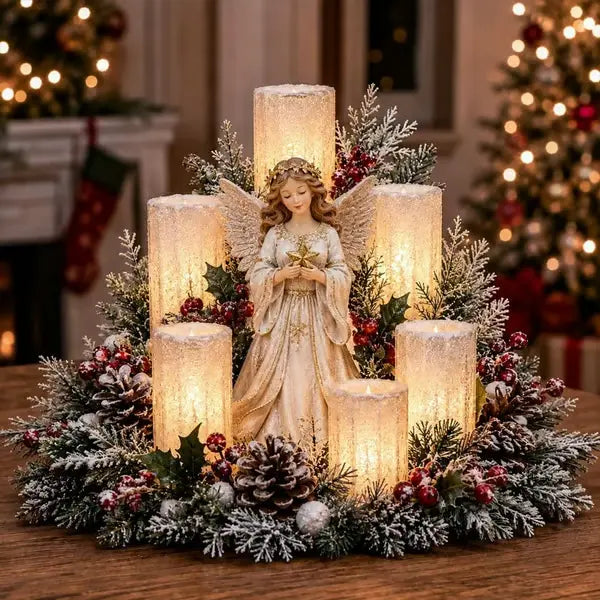 🕯️Christmas Lighted Centerpiece with Flameless Candle Glow