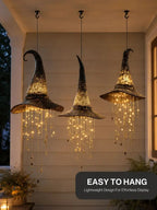 3 Pack Lighted Hanging Witch Hat Star Garland Halloween Decor