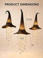 3 Pack Lighted Hanging Witch Hat Star Garland Halloween Decor