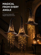 3 Pack Lighted Hanging Witch Hat Star Garland Halloween Decor